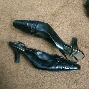 Black Leather High Heels